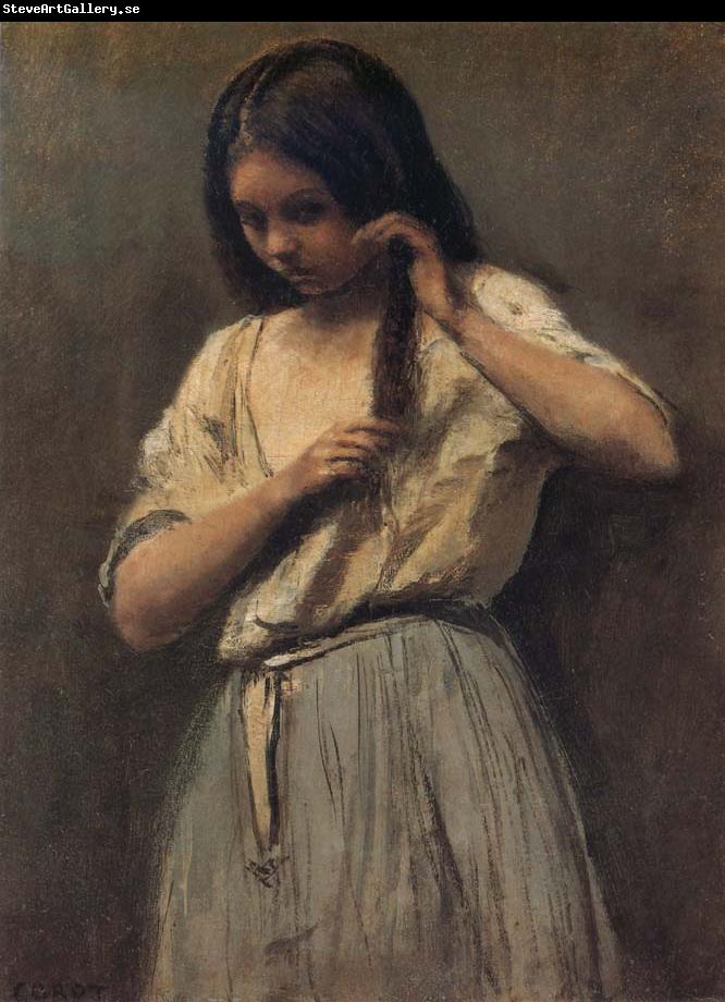 Corot Camille Girl Peninandose